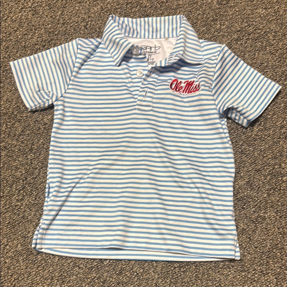 Ole Miss Blue Striped Polo Shirt